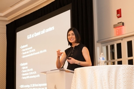 Zeynep Ton, an adjunct associate professor at the MIT Sloan School of Management, speaking at the recent 2018 MIT Sustainability Summit, held March 9.