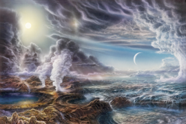 Artist’s view of the young Earth as it is believed to have looked 3.5 billion years ago