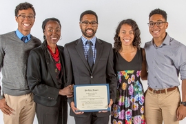 Phi Beta Kappa inductee Michael Feffer '18 (center) with members of his family