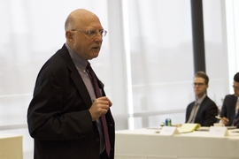 Barry Posen, a Ford International Professor of Political Science and director of the MIT Security Studies Program at the Center for International Studies, provided a foreign policy briefing on US grand strategy to consuls generals and journalists in April, 2018. He is the author of "The Case for Restraint: A New Foundation for U.S. Grand Strategy."