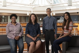 Members of a team developing Adaptable Interpretable Machine Learning at Lincoln Laboratory are: (l-r) Melva James, Stephanie Carnell, Jonathan Su, and Neela Kaushik.