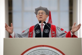 MIT President L. Rafael Reif delivers his charge to the Class of 2019.