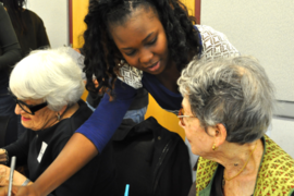 Older adults and high school students collaborate during the MIT AgeLab’s 2019 OMEGA Summit.