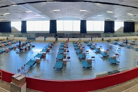 The Sean Collier Care Center on the MIT campus will serve Covid-19 patients from the MIT community and the broader Cambridge community who are at very low risk for requiring ventilators or other intensive care.