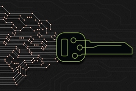 Abstract drawing of a key on a circuit board