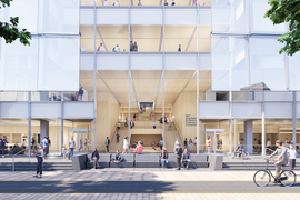 Architectural rendering of the MIT Schwarzman College of Computing building