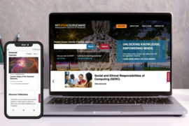 Mobile phone and laptop displaying MIT OpenCourseWare's "NextGen" website