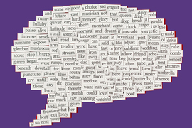 Photo of a collection of magnetic poetry words arranged in the shape of a speech balloon