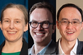 side-by-side portrait photos of Slatyer, Thaler, and Zhang