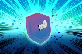 A lock-and-key with language model in the background.