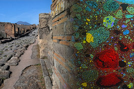 The ruins of Pompeii with a compositional analysis overlay