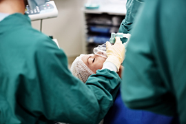 A patient being anesthetized