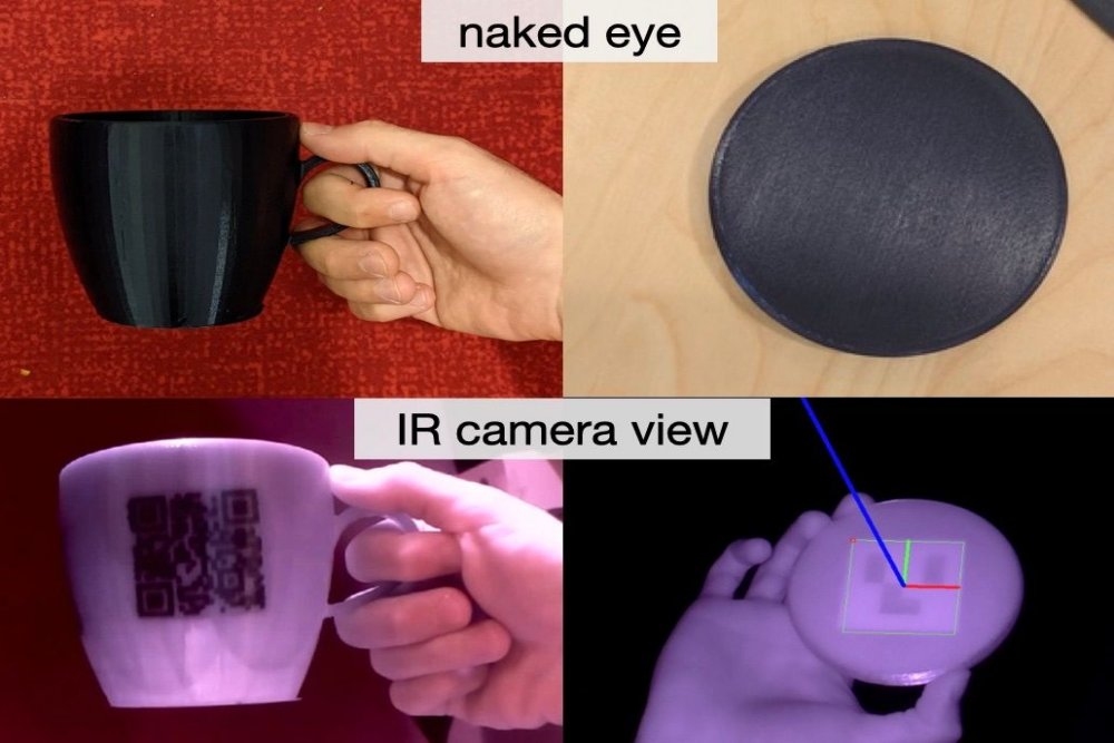 MIT scientists built a user interface that facilitates the integration of common tags (QR codes or ArUco markers used for augmented reality) with the object geometry to make them 3D printable as InfraredTags.