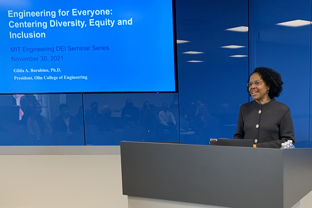 Gilda Barabino, president of Olin College of Engineering and professor of biomedical and chemical engineering, shared her experiences as an engineering leader working to build a more inclusive culture.