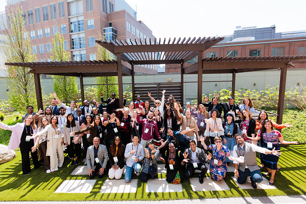 Attendees of Solve at MIT 2022 gather for a group photo after morning workshops.