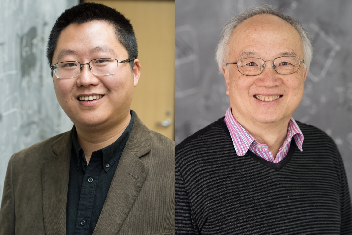 Condensed matter theory professors of physics Liang Fu (left) and Patrick Lee are the recipients of the inaugural Larkin Awards in Theoretical Physics.