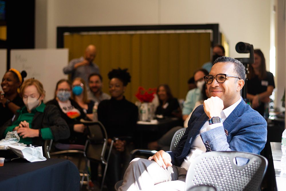 John Dozier (right) at an on-campus event.