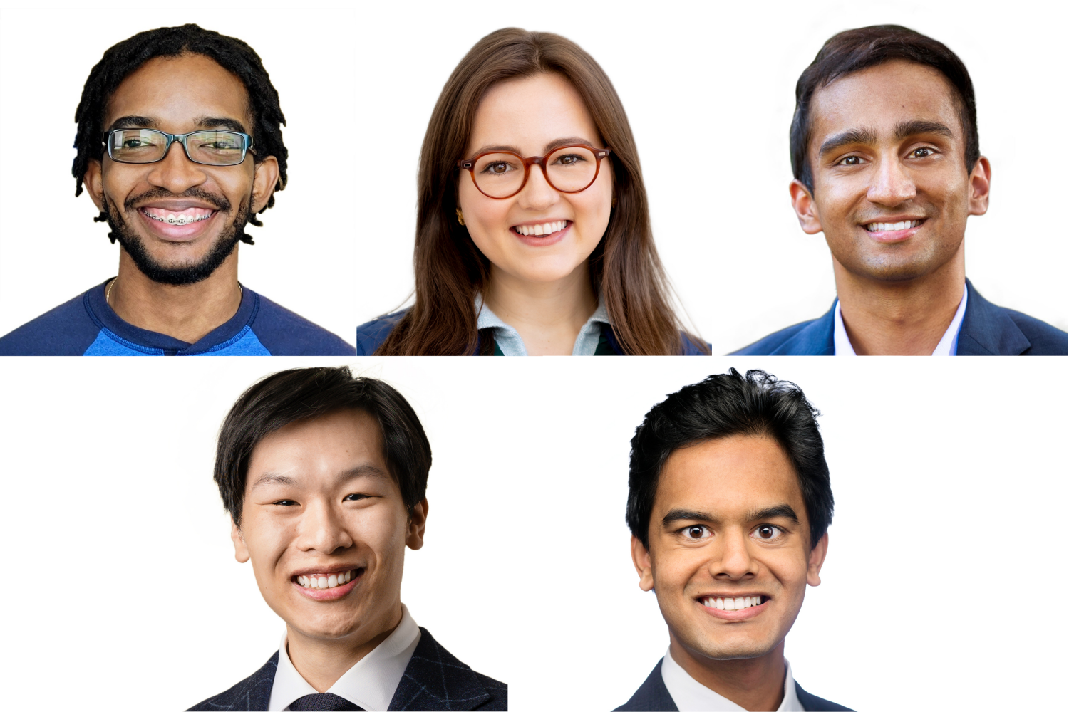 The 2023 P.D. Soros Fellowship winners with MIT ties are (clockwise from top left): Desmond Edwards, Kat Kajderowicz, Vaibhav Mohanty, Shomik Verma, and Steven Truong. 
