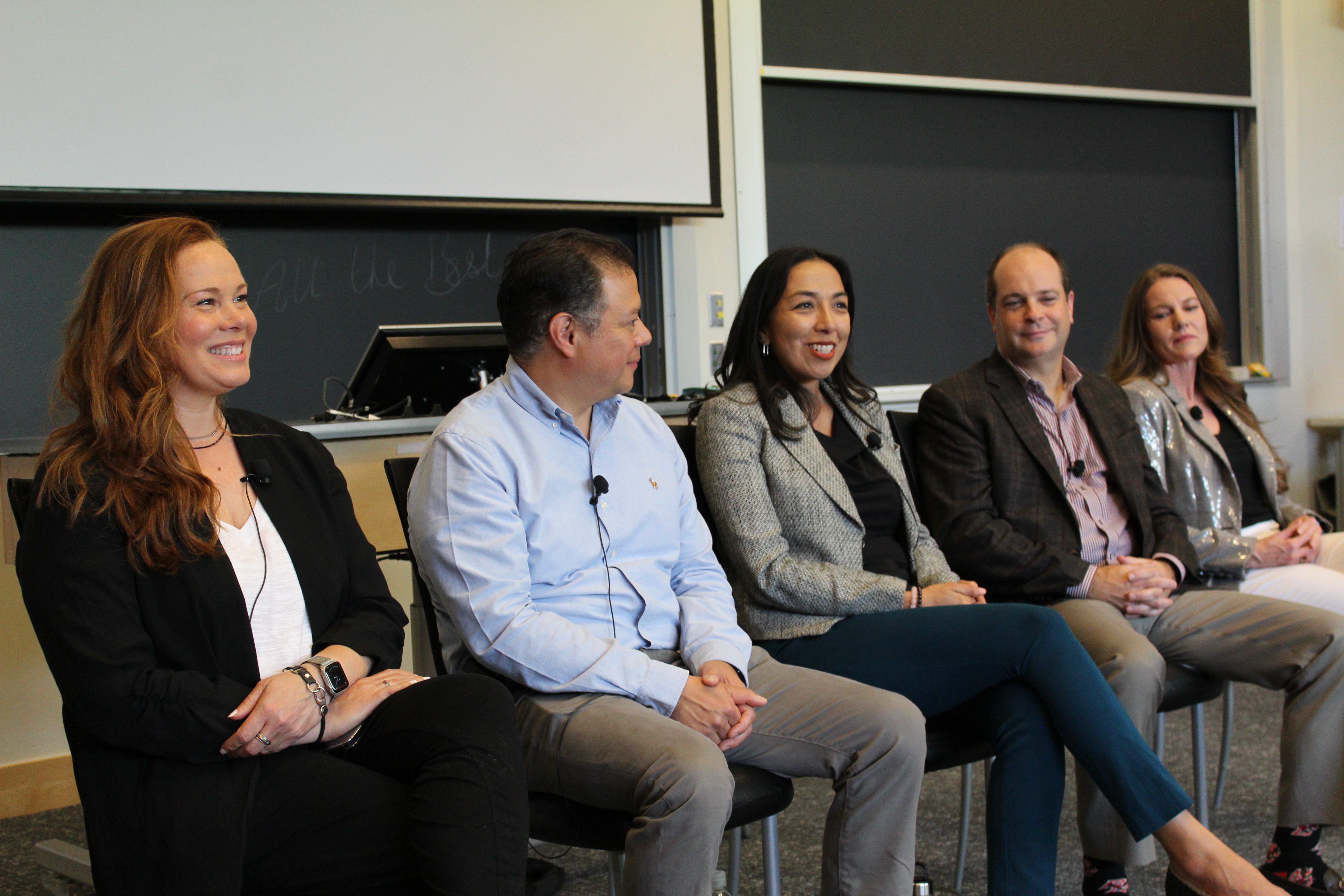At a recent panel discussion hosted by the MIT Leaders for Global Operations, Annabel Flores ’99, MBA ’03, SM ’03 (center) said that she uses the people and team leadership skills she gained in the LGO program every day in her work at Raytheon.