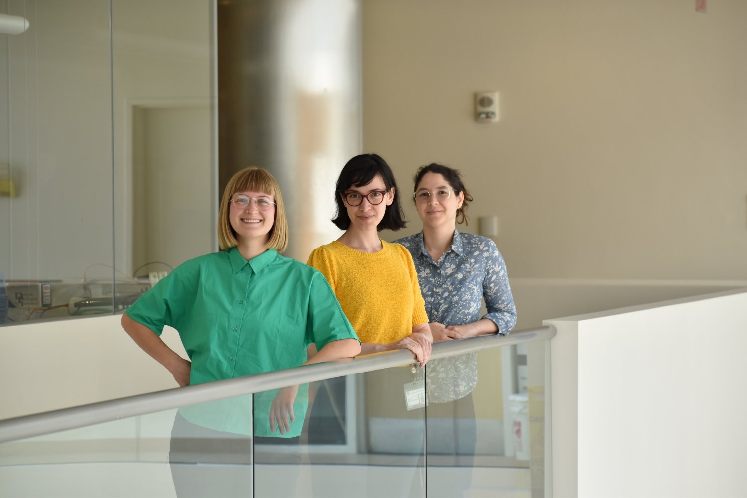 (Left to right) Taylor Baum, Josefina Correa Menendez, and Karla Alejandra Montejo all became doctoral students in the same lab at MIT after participating in the MIT Summer Research Program in Biology and Neuroscience.