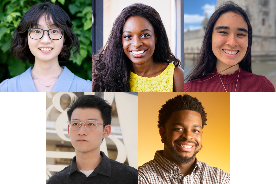 Top row, left to right: Yiyue Luo, Zanele Munyikwa, Michelle Vaccaro. Bottom row, left to right: Chonghuan Wang and Aaron Michael West Jr.