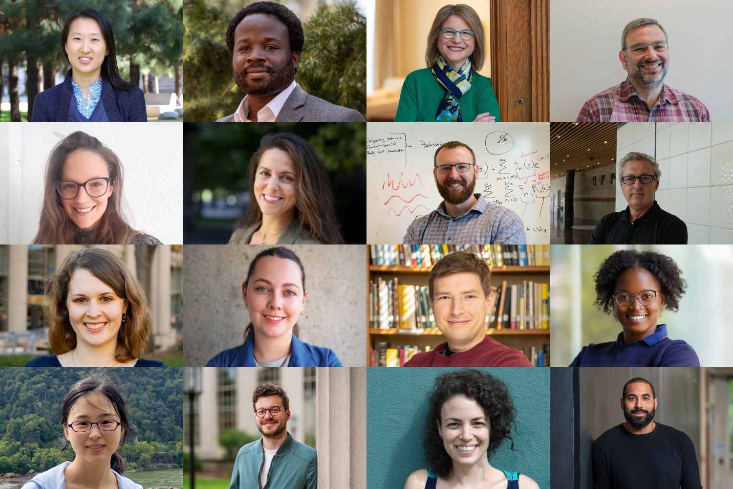 Top row, left to right: Erin Chen, Robert Gilliard, Sally Kornbluth, and Daniel Lew. Second row, left to right: Eluned Smith, Gaia Stucky de Quay, Brady Weissbourd, and Facundo Batista. Third row, left to right: Anna-Christina Eilers, Masha Elkin, Mikhail Ivanov, and Oleta Johnson. Fourth row, left to right: Nicole Xike Nie, Tristan Ozuch, Talia Tamarin-Brodsky, and John Urschel.