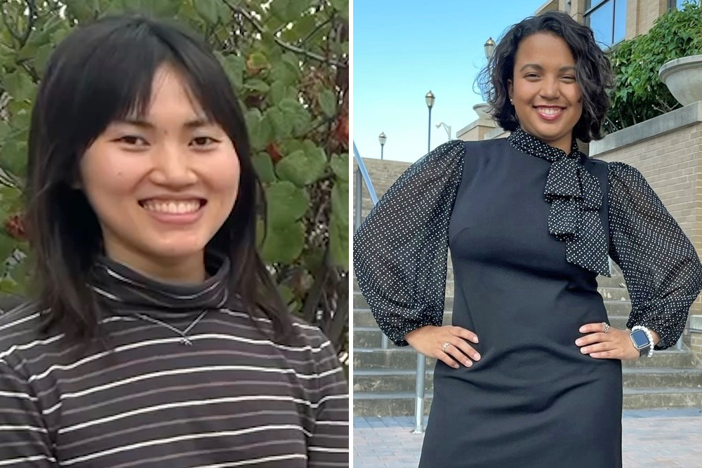 At MIT, visiting undergraduate students Megan Li (left) and Mia Hines worked on projects aimed at using big data and computational tools to create impactful changes toward racial equity.
