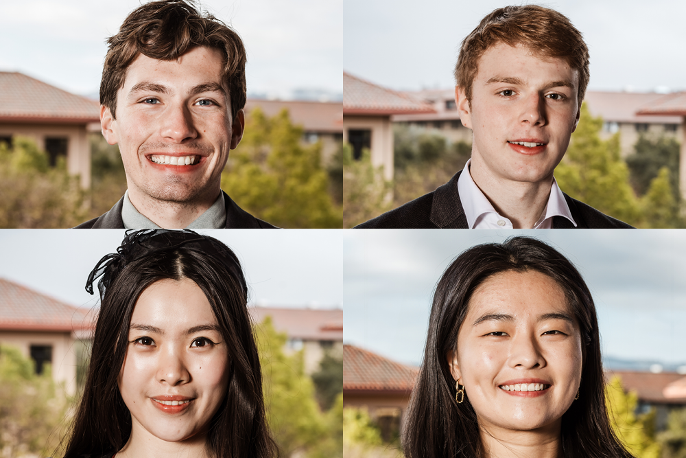 Clockwise from top left: Vittorio Colicci, Owen Dugan, Carine You, and Carina Letong Hong.