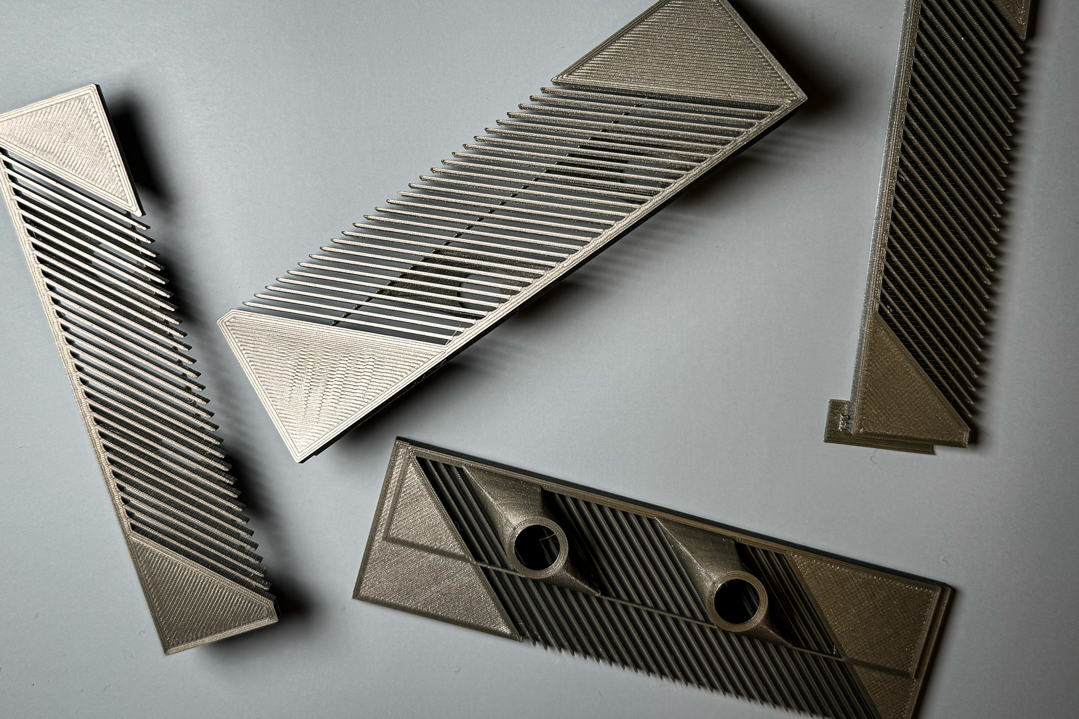 Engineers fabricated a simple water filter modeled after the mobula ray’s plankton-filtering features. Pictured are pieces of the filter.
