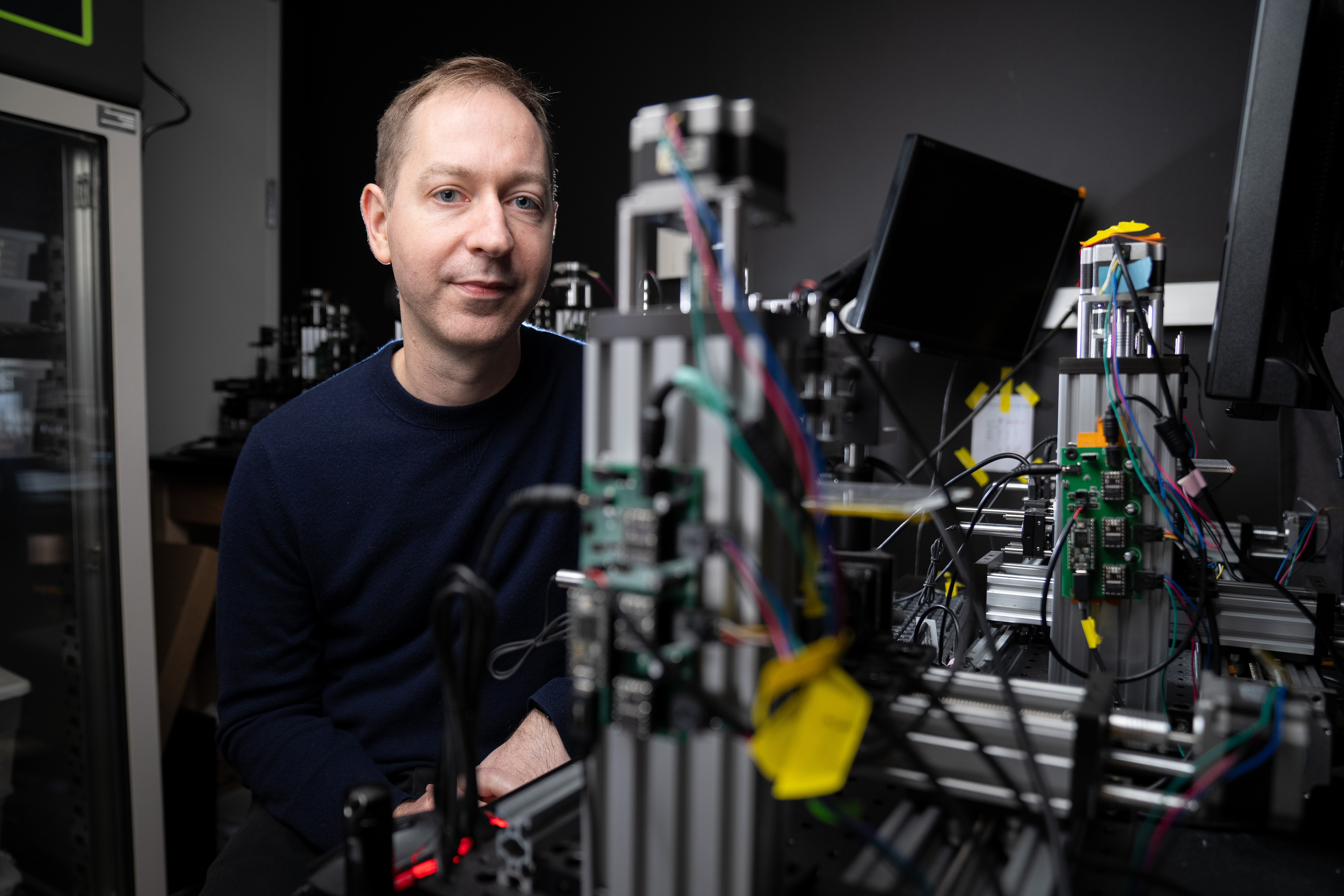 MIT Associate Professor Steven Flavell uses the worm C. elegans as a model to study behaviors such as feeding and navigation, in hopes of shedding light on how these behaviors are controlled in other animals, including humans.