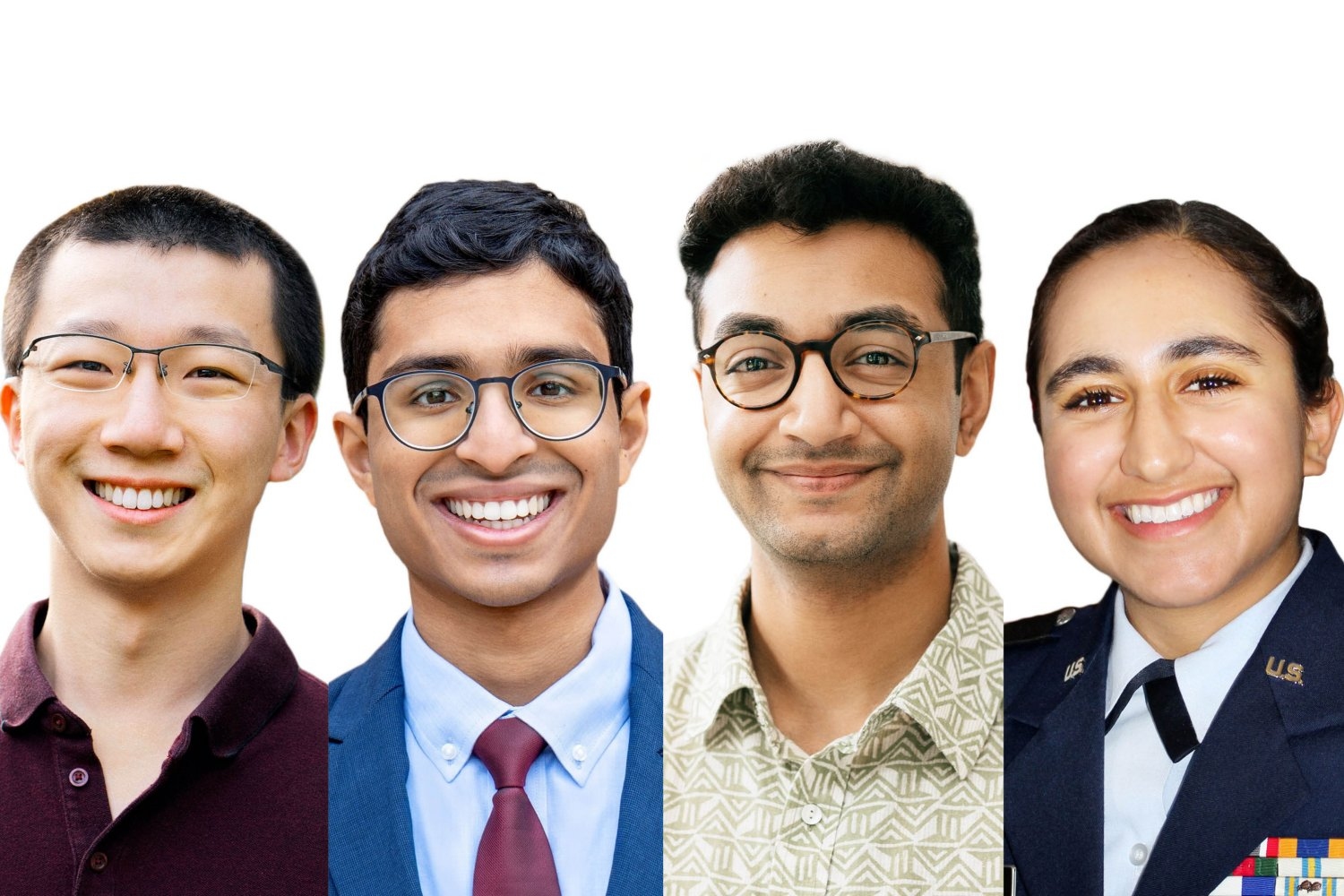 2025 P.D. Soros Fellows who are current or recent MIT students: (left to right) Rupert Li ’24, Sreekar Mantena, Arjun Ramani, and Jupneet Singh ’23.