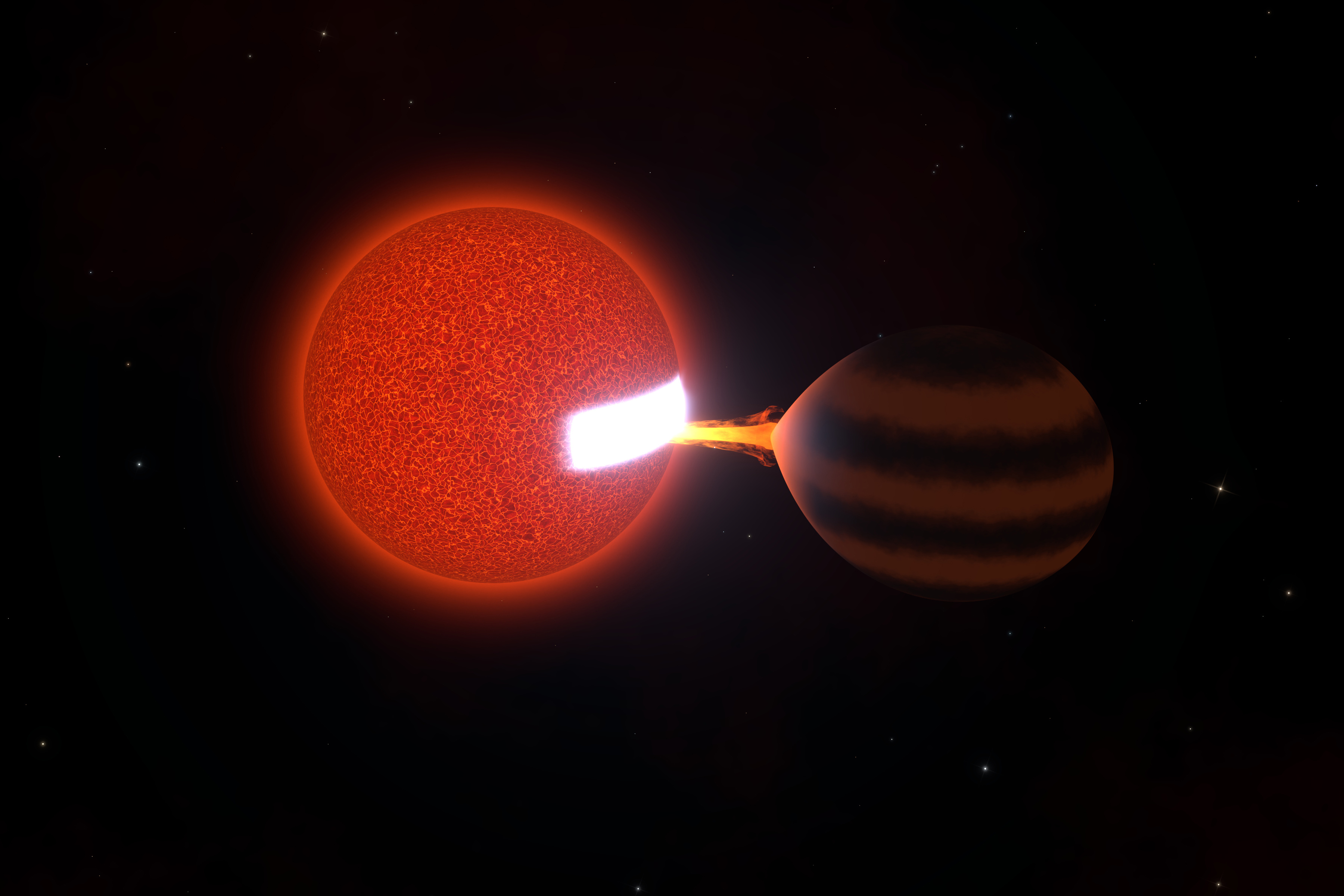 Astronomers catch a star slowly snacking on a brown dwarf, 300 light years away
