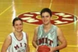Seniors Cristina Estrada and Craig Heffernan play center for the MIT basketball teams.