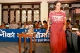Susan Murcott leads a water treatment workshop at the 2nd International Women and Water Conference, Kathmandu, Nepal.