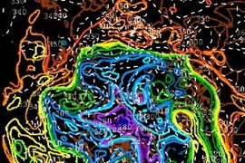 A northern hemisphere tropopause map for Aug. 30 shows regions of low and high tropopause--the boundary between the troposphere and the stratosphere, which is on average about 10-12 kilometers high but which undulates as synoptic weather systems develop and decay. Purple/blue colors mark regions where the tropopause is low, while red/orange indicates the tropopause is high. Regions of anomalously ...
