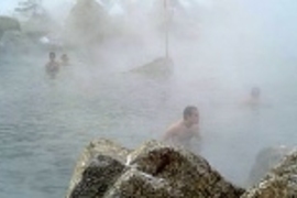 Students take a dip at Chena Hot Springs.