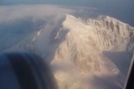 View of Mount McKinley during the flight from Anchorage to Fairbanks.
