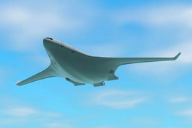 Conceptual design for a silent, environmentally friendly passenger plane designed by researchers at the Cambridge-MIT Institute's Silent Aircraft Initiative.