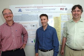 John Reilly, left, associate director of the MIT Joint Program on the Science and Policy of Global Change; Ben Felzer, center, and David Kicklighter, right, from the Marine Biological Laboratory Ecosystems Center at Woods Hole. Reilly leads a team showing global economic effects of changes in crops, forests and pastures due to climate change.