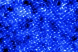 In this topographic image of a superconductor, some of the superconductor's atoms have been replaced with lead atoms.