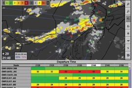 A screen shot of weather and flight information for Newark, NJ, as compiled by the computer tool developed at MIT that could cut weather-related airline delays.