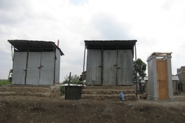 The Sanergy toilet deployed next to existing toilets at Bridge International Academy school in the Lunga Lunga slum of Nairobi.