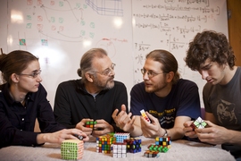 From left to right, Sarah Eisenstat, Martin Demaine, Erik Demaine and Andrew Winslow.

