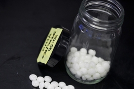 Tablets produced by a prototype drug-manufacturing system built at MIT.