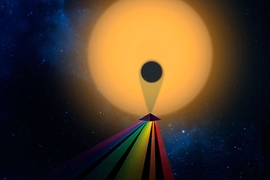 Artistic rendering of a planet's transmission spectrum. 