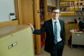 David Andrew Singer, an associate professor of political science, in his office in MIT's Building 53.