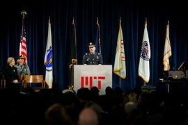 MIT Police Chief John DiFava speaks at the Collier Memorial Service.