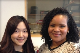 MIT graduate student Jing Ge (left) and Harvard School of Public Health postdoc Christa Watson.