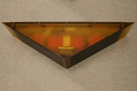 This wedge-shaped device was used for laboratory tests of the propulsion system based on thermal differences. One of the bottom edges of the device can be heated using internal heaters, activated by a remote control.