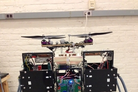 Shown here is the quadrotor recharge station.